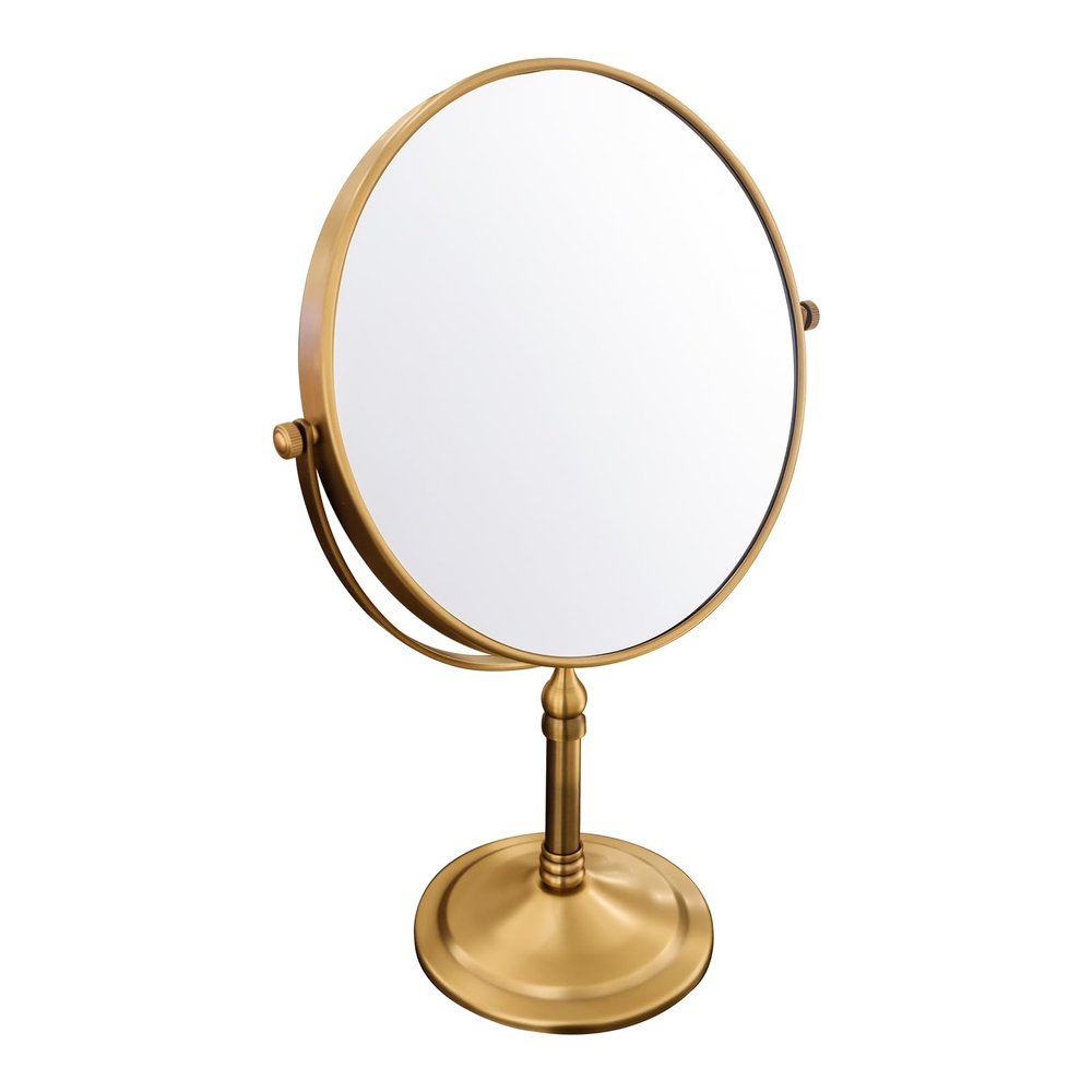 Gecious Antique Brass Makeup Mirror 1X/10X Free Standing 8 Inches 360 Swivel Dual-Sided Tabletop Makeup Mirror, Metal