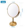 Gecious Antique Brass Makeup Mirror 1X/10X Free Standing 8 Inches 360 Swivel Dual-Sided Tabletop Makeup Mirror, Metal view 2
