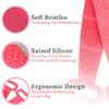 Silicone Back Scrubber Belt (80cm)  Extra Long-Double-Sided Bath Scrub Strap Gently Massages and Exfoliates Skin (72 cm), Pink view 3