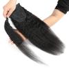 Adette 18 Inch Human Hair Yaki Straight Ponytail Hair Extensions Wrap Around Kinky Straight Ponytails Magic Paste Clip in Pony Tails for Fashion Women view 2