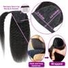 Adette 18 Inch Human Hair Yaki Straight Ponytail Hair Extensions Wrap Around Kinky Straight Ponytails Magic Paste Clip in Pony Tails for Fashion Women view 3