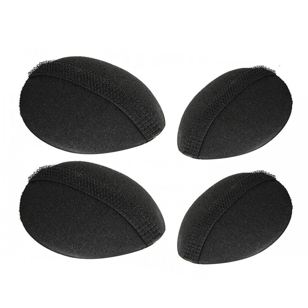 2 Pairs Black Sponge Bump IT UP Volume Hair Base Styling Insert Tool Hair Pad Hair Bun Maker Hair Accessories (2Large+2Small)