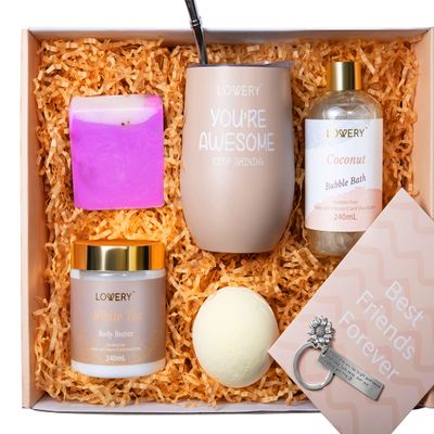 Best Friend Christmas Gifts, Bff Gift, Spa Gift Set for Women, Long Distance Friendship Gifts for Women, Bestfriend Gifts, Wine Tumbler, Bath Bomb, Bubble Bath & More, Girl Friendship Gifts