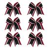 8 Inch 3 Colors 3 Layers 6 Pcs Cheerleader Bows Jumbo Cheerleading Bows Hair Elastic Hair Tie for High School College (Maroon/White/Black) view 1