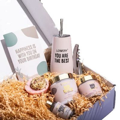 Christmas Gifts for Women, Wine Tumbler Happy Birthday Gifts for Her, Gifts for Mom, Relaxing Spa Gift Box, Gifts Basket Care Package, Gift Basket for Women, Presents for Mom, Best Friend