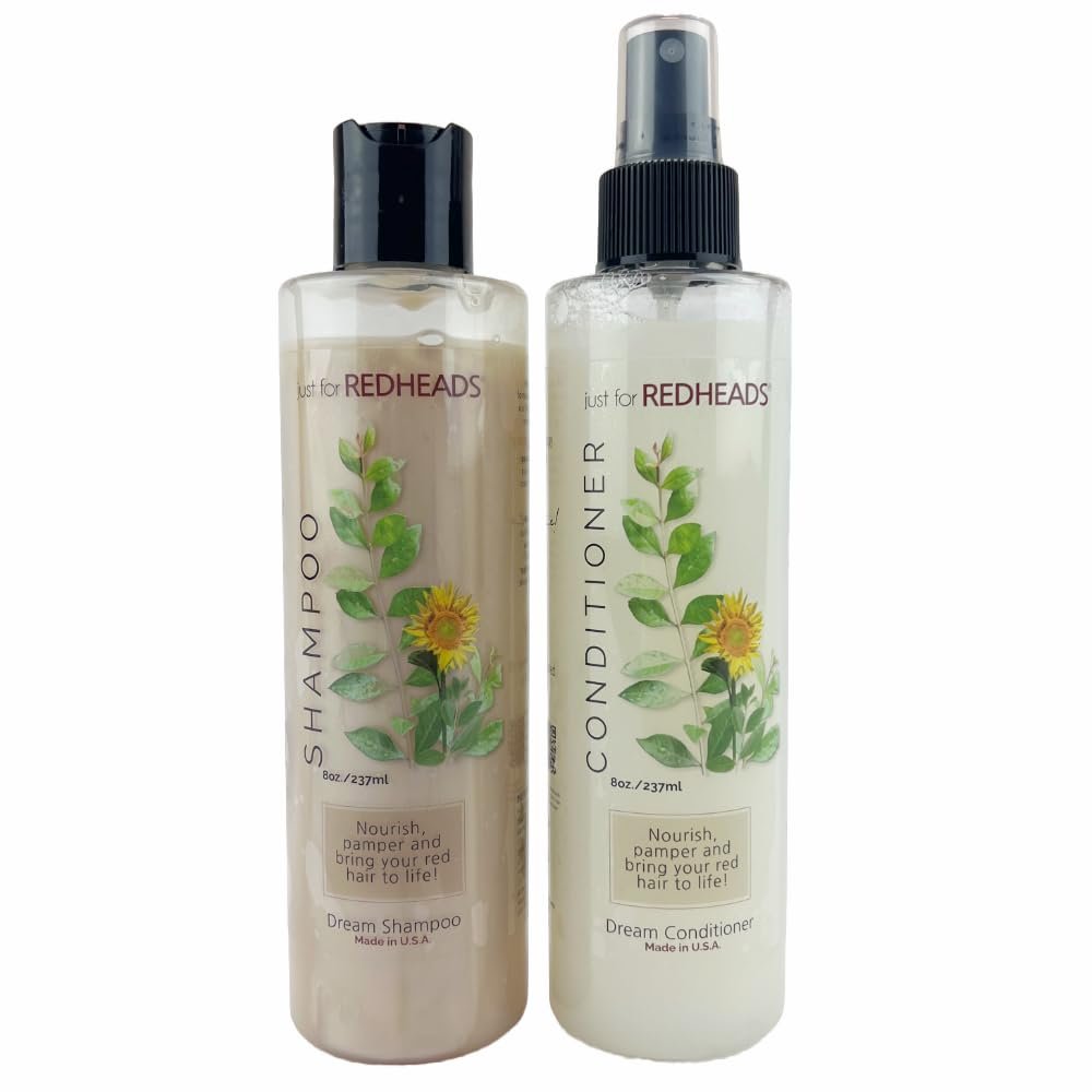 Just for Redheads Dream Shampoo and Leave In Conditioner Duo - Complete Hair Care Products for Red Hair - Volumizing Shampoo and Conditioner Treatment, Natural or Red Dye Hair