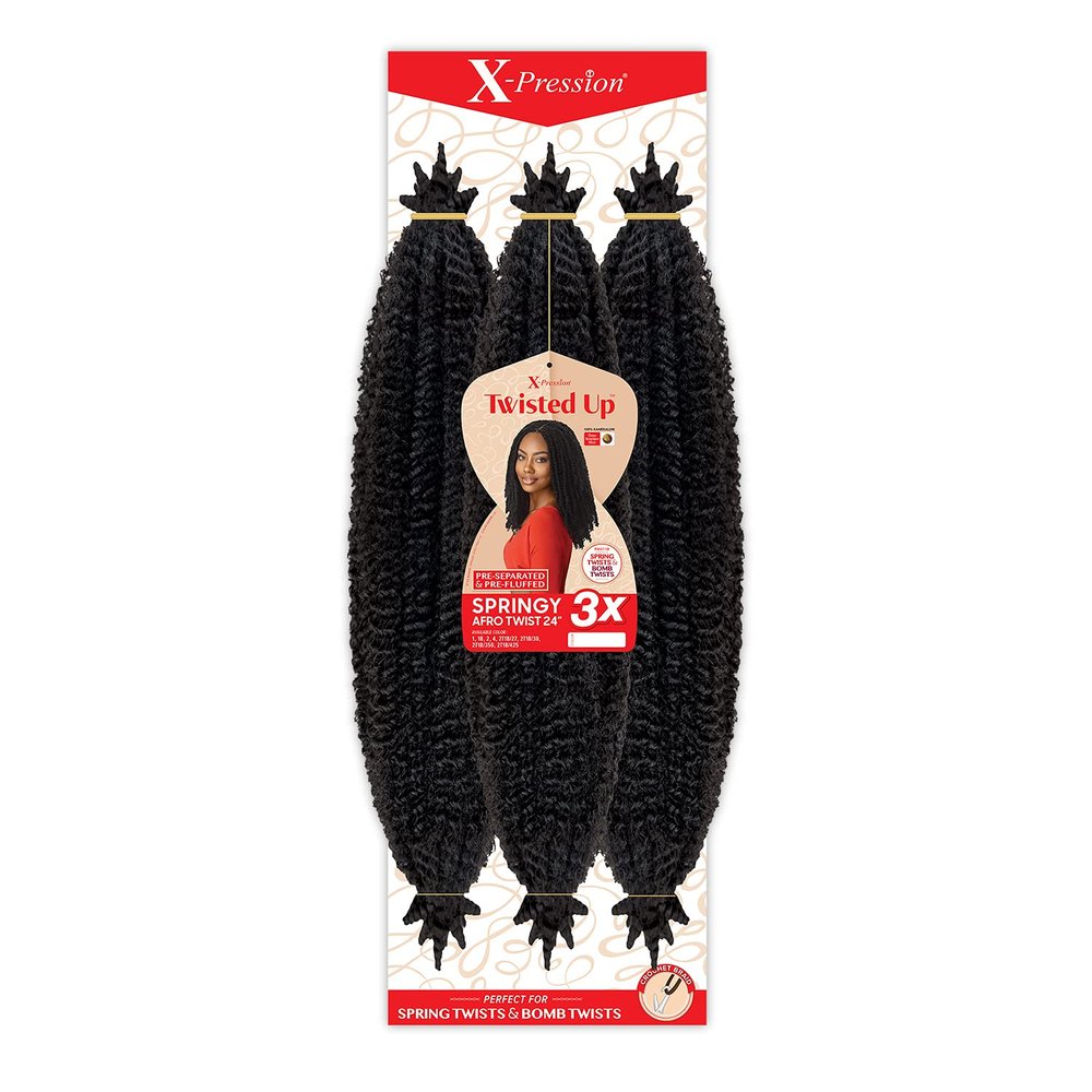 Outre Crochet Braids X-Pression Twisted Up 3X Springy Afro Twist 24" (1-pack, 2T1B/PUR)