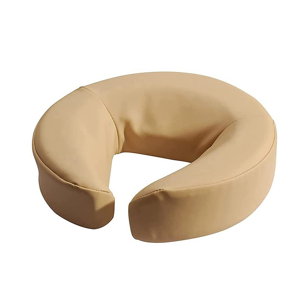 Master Massage Face Pillow for Massage Table, Professional Standard Face Cradle Cushion with Memory Foam, Massage Bed Headrest Pillow,Chair Face Down Sleeping Pillow, with Pu Leather (Cream)