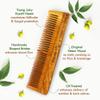 Nat Habit - Back To Natural Secrets Everyday Kacchi Neem Comb Treated With Neem Oil, Bhringraj & 17 Herbs (Dual Tooth) 18-20Cm Length Brown view 4