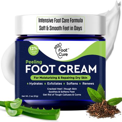FOOT CURE Tea Tree Oil Foot Cream - Moisturizing Athletes Foot Care For Dry Cracked Feet Cream - Heel & Callus Removal, Toenail Treatment, Ringworm Itchiness Relief - Foot Cream, 2 ounce (Pack of 1)