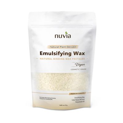 Nuvia Organics Emulsifying Wax, 100% Natural Plant Derived, NF, Cosmetic & Food Grade; 6oz