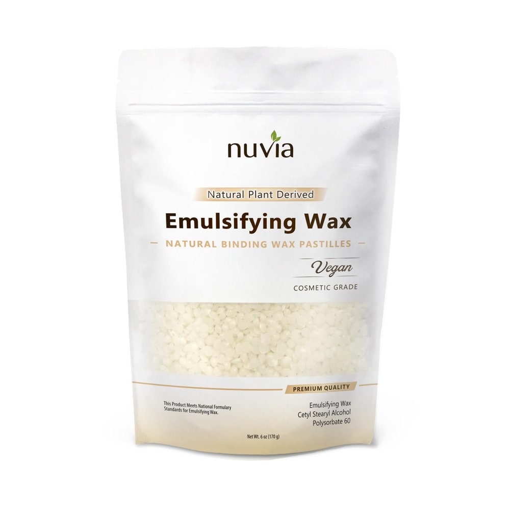 Nuvia Organics Emulsifying Wax, 100% Natural Plant Derived, NF, Cosmetic & Food Grade; 6oz
