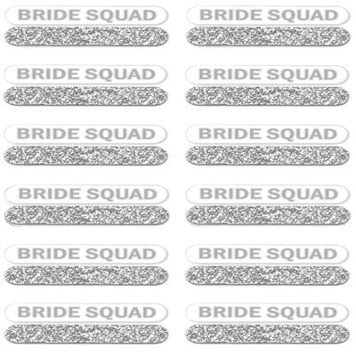 Bachelorette Party Favors - Set of 24 Silver Sparkle Bride Squad Nail Files, Emery Board - Bridal Survival Kit, Wedding Emery Board (24BSQ) SLV