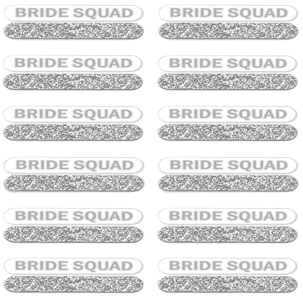 Bachelorette Party Favors - Set of 24 Silver Sparkle Bride Squad Nail Files, Emery Board - Bridal Survival Kit, Wedding Emery Board (24BSQ) SLV