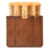 Menesia Wooden Beard Combs with Cases - Fine & Coarse Teeth, Pocket Comb for Beards, Mustaches & Hair, Brown Skull Design view 4
