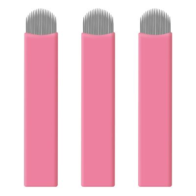 50 pcs Pink Disposable Microblading Blade NANO U18 Microblades 0.15mm Nano Needles Perfect for Hair Strokes Eyebrow Thinnest needles in Market (18U)