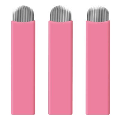 50 pcs Pink Disposable Microblading Blades Microblades 0.15mm Nano Needles Perfect for Hair Strokes Eyebrow Thinnest needles in Market (21U)