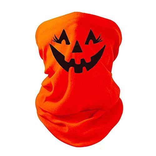 7 Years Southern Ladies Halloween Pumpkin Face Neck Gaiter With Eye Lashes Jack O Lantern