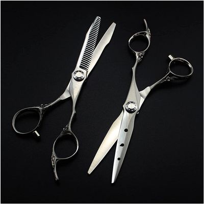 Hair Cutting Shears 6 Inch Matte Hair Cutting Scissors, Hairdressing Scissors, Beauty Scissors, Hair Salon, Flat Cut, Thinning Scissors for Senior Hairdressing Salon BY KKZY (Color : Set)
