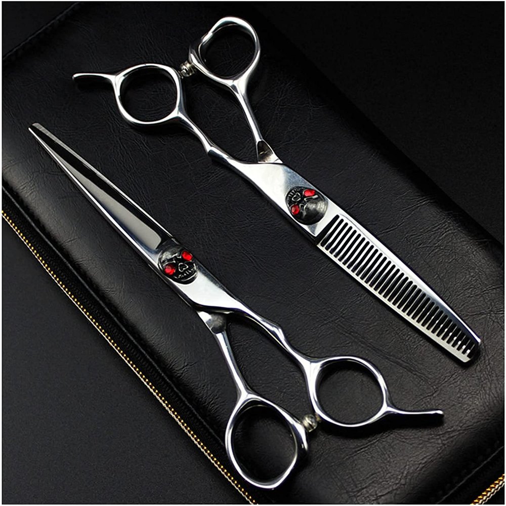 Hair cutting shears 6 Inch Red Skull Hair Cutting Scissors, Hair Cutting Scissors, Thinning Hair Cutting Scissors, Tooth Cutting Scissors, Hairdresser Scissors For Senior Hairdressing Salon BY KKZY