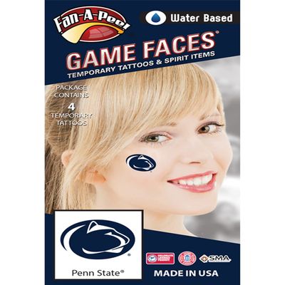 Penn State (PSU) Nittany Lions Water Based Temporary Spirit Tattoos 4-Piece Dark Royal Blue Lion Head Oval Logo