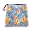 Ayuni Gifts of the World Beautifully Embroidered Thai Cotton Pouch, Change Purse, Makeup Bag or Wristlet Colorful Floral Patterns (Lavender, Makeup Bag) view 2