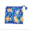 Ayuni Gifts of the World Beautifully Embroidered Thai Cotton Pouch, Change Purse, Makeup Bag or Wristlet Colorful Floral Patterns (Blue, Makeup Bag) view 1