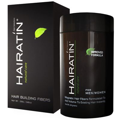 HAIRATIN Building Fibers for Thinning Hair, Gray, 28G - Achieve Fuller, Natural Looking Results, Instantly Conceals Hair Loss in 10 Seconds, Thickener & Bald Spot Cover Up for Men & Women