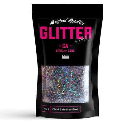 Charcoal Holographic Star Glitter Body Glitter for Hair Glitter, Nail Glitter, Rave Accessories 50g / 1.75oz 2mm - 0.078"