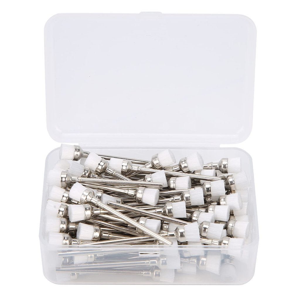 White Nail Drill Bit Cleaning Brush, High Density 100 Pack Stainless Steel Nail Drill Bits Set for Salon & Home Use, Easy to Use Gap Cleaning Tool for Nail Dust and Drill Machines