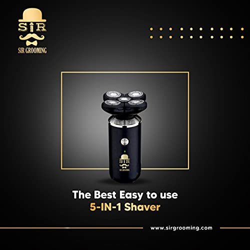 Sir Grooming Electric Shaver for Men  5-in-1 Mens Grooming Trimmer Kit with Hair Clippers and Face Washer  Cordless Face and Head Shaver with Rotary Blades  Waterproof Mens Electric Shavers