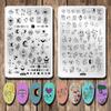 2pcs Large Abstract Face Galaxy Nail Stamping Plates Line Girl Face Pictures Stencil Moon Star Space Nail Picture Design Stamp Templates Mix Flower Leaf Starry Sky Stainless Steel Nail Art Image Plate view 1