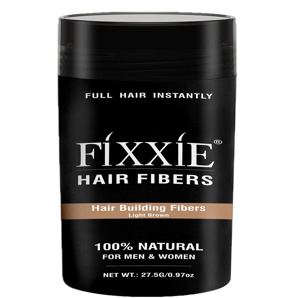 FIXXIE Hair Fibers LIGHT BROWN for Thinning Hair 27.5g Bottle, Hair Fibre Concealer for Hair Loss for Men and Women, Naturally Thicker Looking Hair with Keratin Hair Fibres