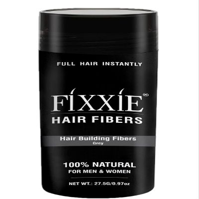 FIXXIE Hair Fibers GREY for Thinning Hair 27.5g Bottle, Hair Fibre Concealer for Hair Loss for Men and Women, Naturally Thicker Looking Hair with Keratin Hair Fibres