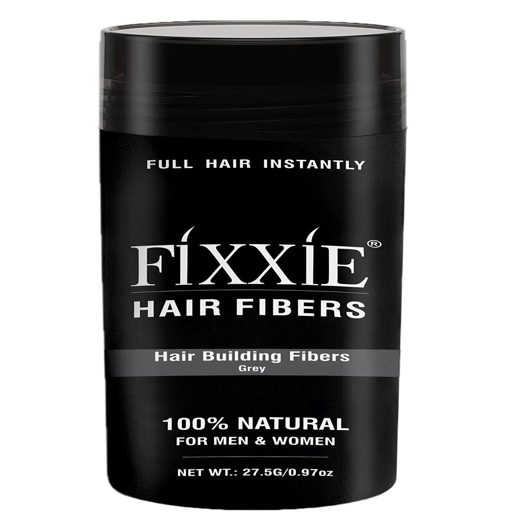 FIXXIE Hair Fibers GREY for Thinning Hair 27.5g Bottle, Hair Fibre Concealer for Hair Loss for Men and Women, Naturally Thicker Looking Hair with Keratin Hair Fibres