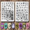 2pcs Mix Abstract Face Various Snake Series Nail Stamping Plates Beauty Girl Letter Word Image 14.59.5cm Nail Stamping Art Stencil Big Size Flower Fire Skull Full Cover Nail Art Stamp Templates Tools view 1