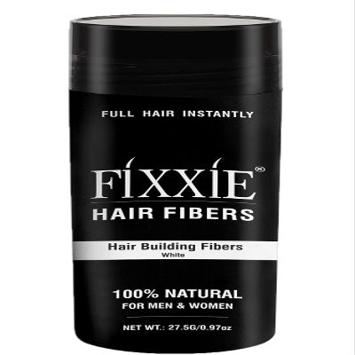 FIXXIE Hair Fibers for Thinning Hair WHITE 27.5g Bottle, Hair Fibre Concealer for Hair Loss for Men and Women, Naturally Thicker Looking Hair with Keratin Hair Fibres
