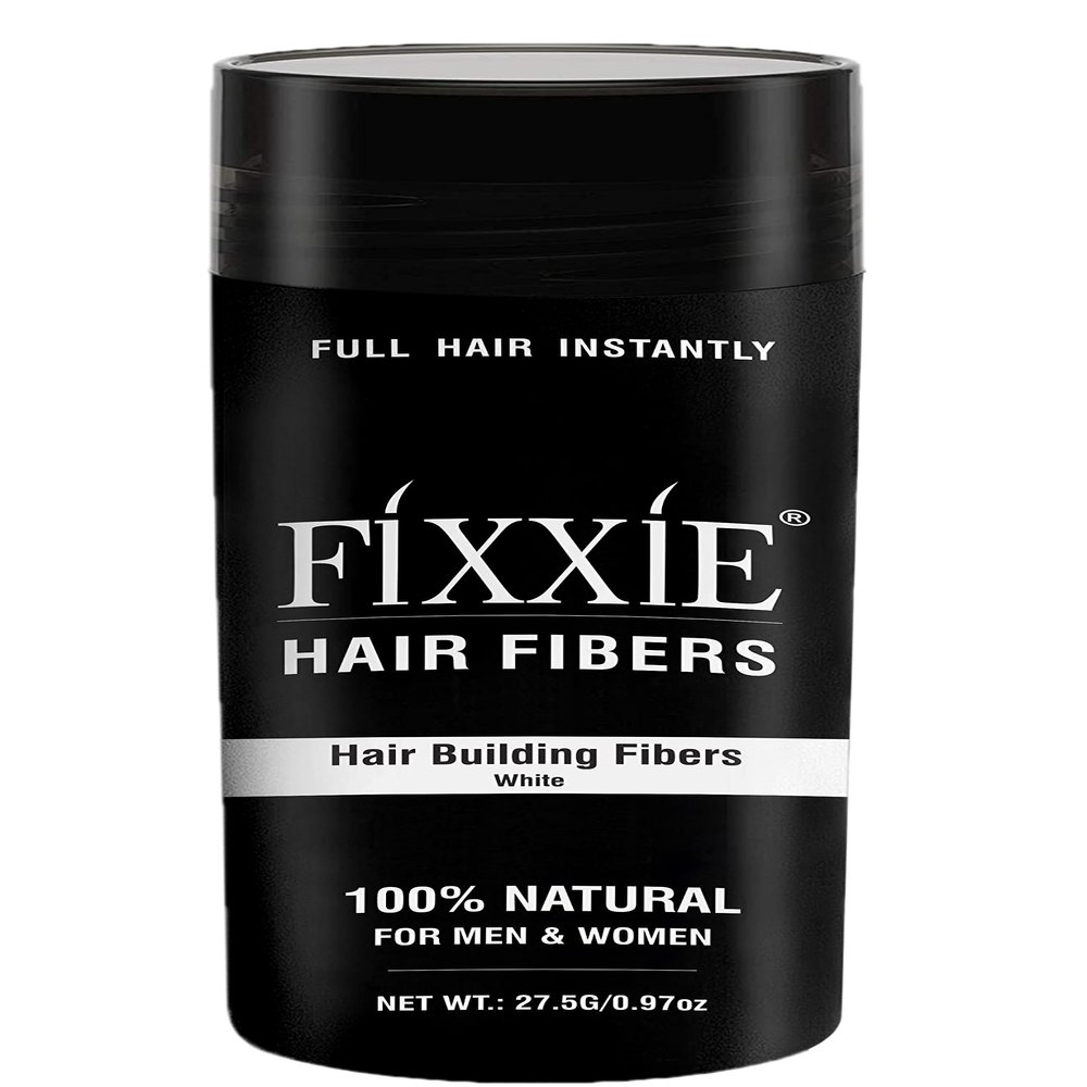 FIXXIE Hair Fibers for Thinning Hair WHITE 27.5g Bottle, Hair Fibre Concealer for Hair Loss for Men and Women, Naturally Thicker Looking Hair with Keratin Hair Fibres