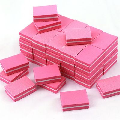 100pcs Mini Sponge Nail File Pink Sanding Buffer UV Gel Polish Block Professional Nail Sanding Buffer Block Sponge File Double Sided Mini Nail Art Files Polisher Polishing Manicure Nails Art Tool