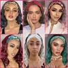 Yudit 14 Inch Long Wave Headband Wig Synthetic Body Bob Wave Half Wig with Headband for Black Women (BLACK) view 2
