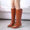 Knee High Boots Women Leather Fashion Pointed Toe Put On Thick High Heel High Boots Comfortable Casual Chunky Heel Slip-on Long Boots Shoes view 2