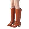 Knee High Boots Women Leather Fashion Pointed Toe Put On Thick High Heel High Boots Comfortable Casual Chunky Heel Slip-on Long Boots Shoes view 3