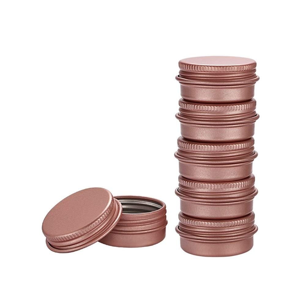 Home Spare Empty PET Bottles 5g 10g 15g 30g Empty Rose Gold Aluminum Cream Jar Pot Nail Art Makeup Lip Gloss Empty Cosmetic Metal Tins Containers 100Pcs (Specifications : 30g 47X25mm)