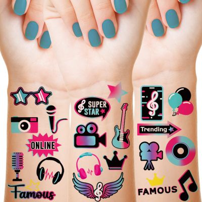 Maitys 288 Pcs Music Temporary Tattoos for Kids Disco Music Tattoos Stickers Mixed Style Hand Wrist Body Artfor Party Supplies Decorations Boys Girls Birthday Gifts