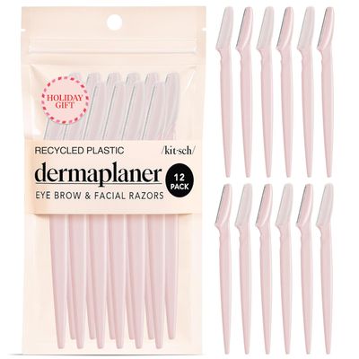 Kitsch Dermaplane Razor for Women Face  Face Razors for Women & Men, Eyebrow Trimmer & Face Shaver  Exfoliating Facial Razor & Skin Care Tool for Smoother Skin - Blush, 12 pcs