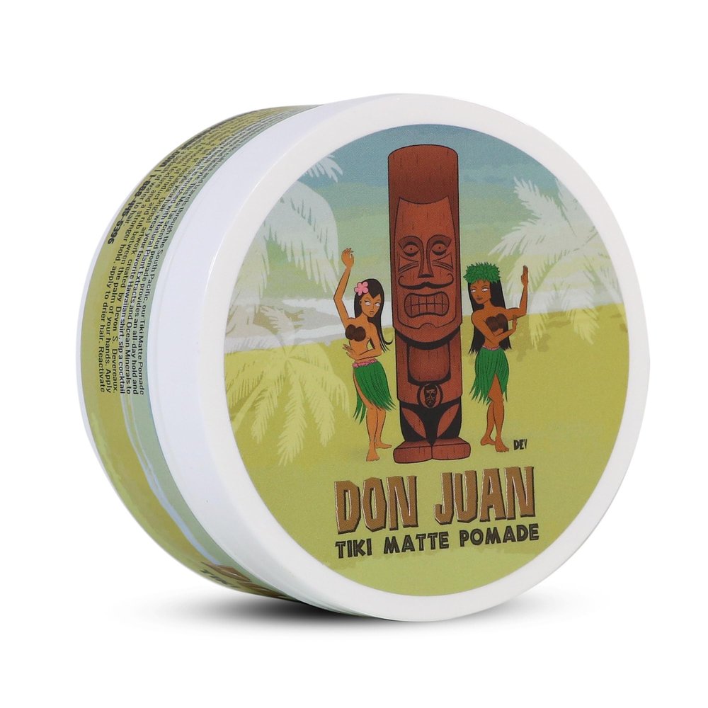 Don Juan Tiki Matte Pomade | Water Based | High Hold | Matte Finish | Natural Plant Extracts and Ocean Minerals | Mai Tai Tropical Scent, 4 oz
