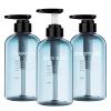 Refillable Shampoo and Conditioner Bottles, 10oz/300ml Shampoo Conditioner Body Wash Dispenser for Hotel Bathroom, 3pcs Plastic Shampoo Bottles with Pump (Blue) view 1