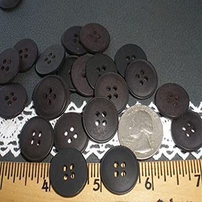 100 Cool Vintage mKET Basic Matte Black-Brown 4-Hole 3/4" Buttons Plastic 19MM 30L Rounded Front Rim Bulk Headband Ear Saver Buttons Flat Back