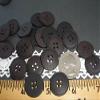 100 Cool Vintage mKET Basic Matte Black-Brown 4-Hole 3/4" Buttons Plastic 19MM 30L Rounded Front Rim Bulk Headband Ear Saver Buttons Flat Back view 1