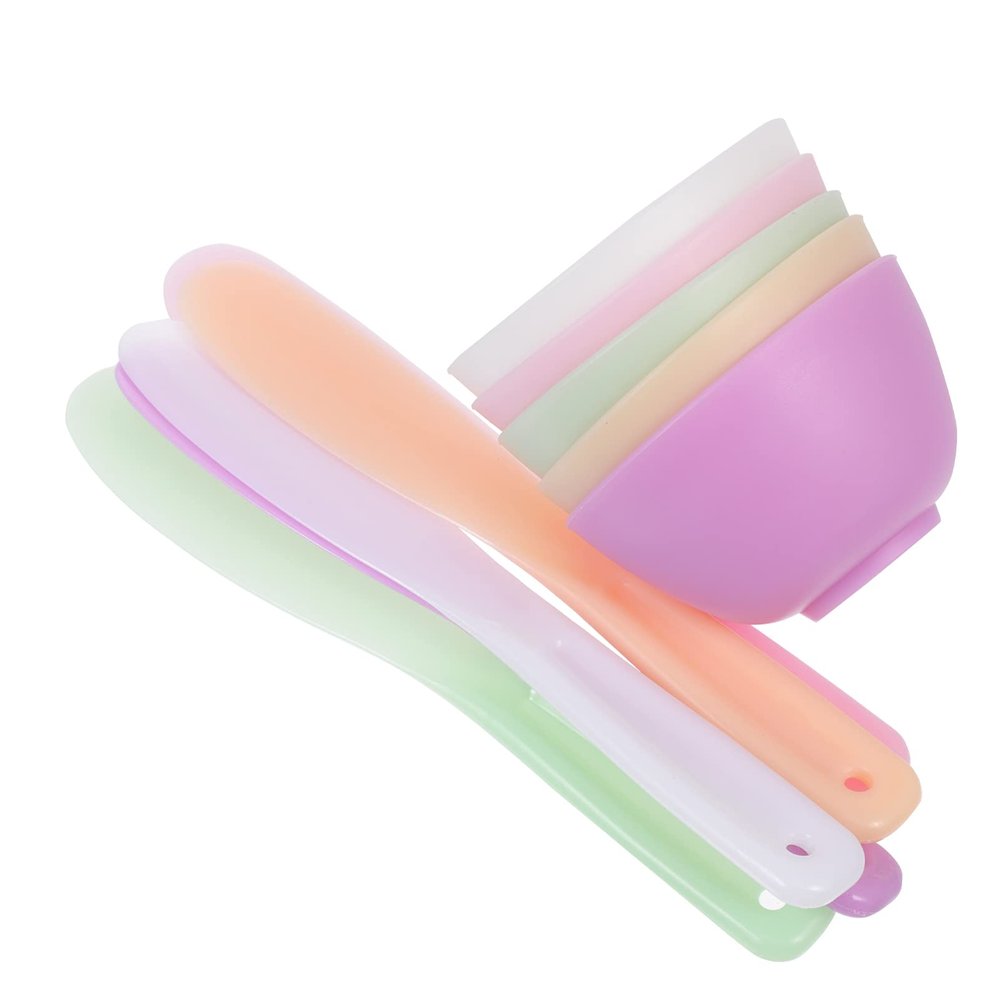 20pcs Silicone Mask Bowl Facial Care Tools Silicone Bowl with Spatula for Home Use Makeup Brushes Face Mud Spoons Spa Bowls for Facials Prep Measuring Bowl Clay Mask Kit